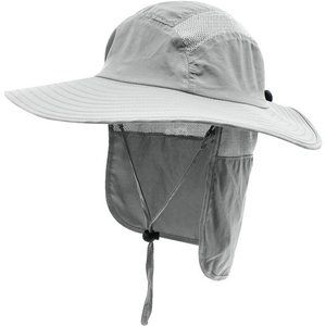 Mens UPF 50+ Sun Protection Cap Wide Brim Fishing Hat with Neck Flap